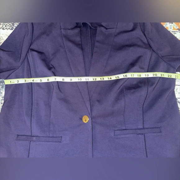 Eloquii Blazer Womens Sz 18 Navy Blue Single Breasted One Button Closure Jacket - Picture 8 of 13